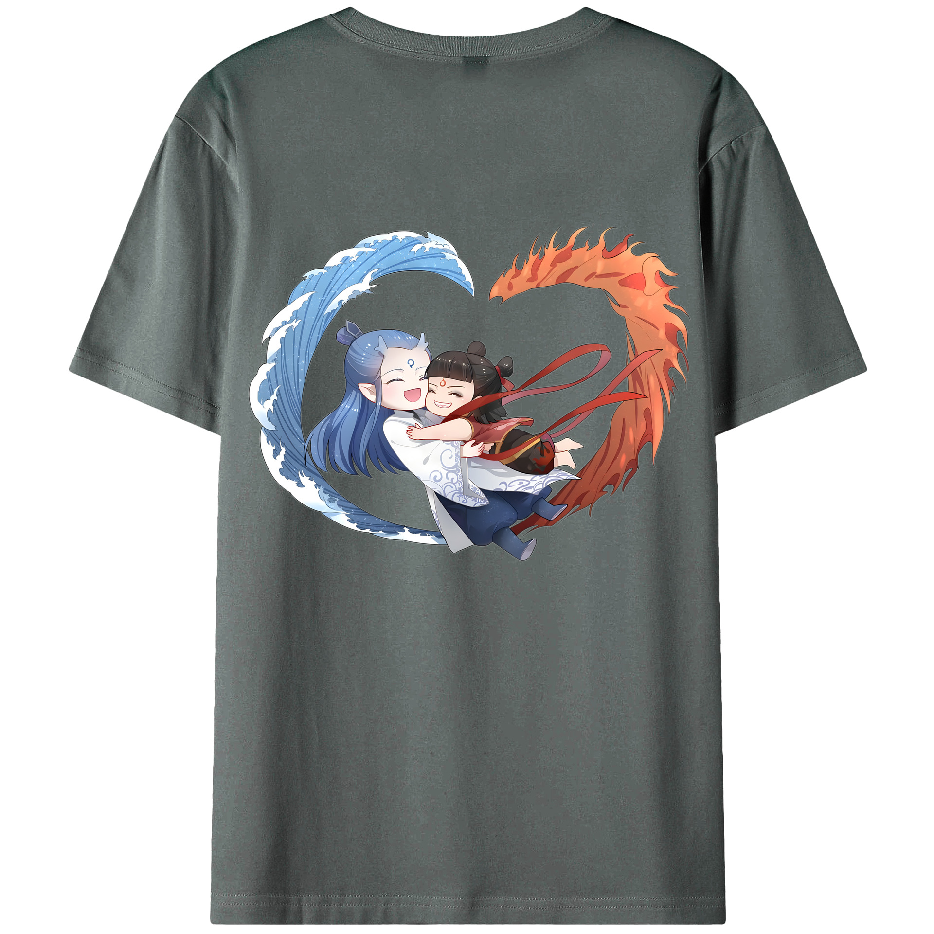 （画像用） Ne Zha 2 ナタ 魔童の大暴れ 綿100％ メンズ半袖Tシャツ（バックプリント） 通気性